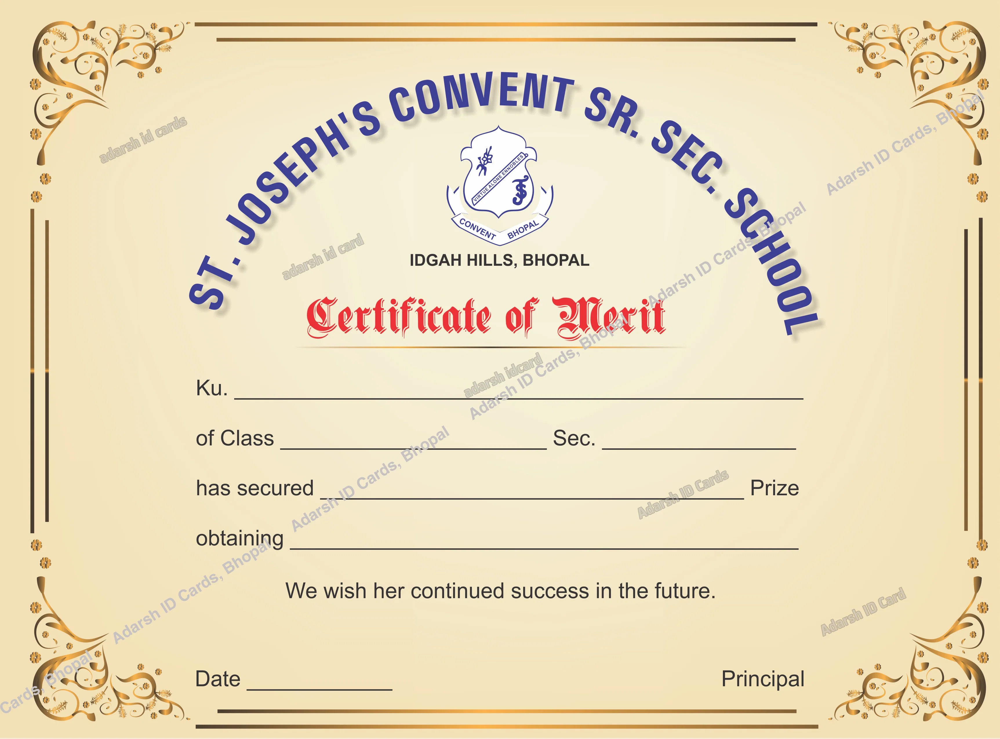 Certificates D11A9B - Certificates Printing Services Bhopal Madhya Pradesh