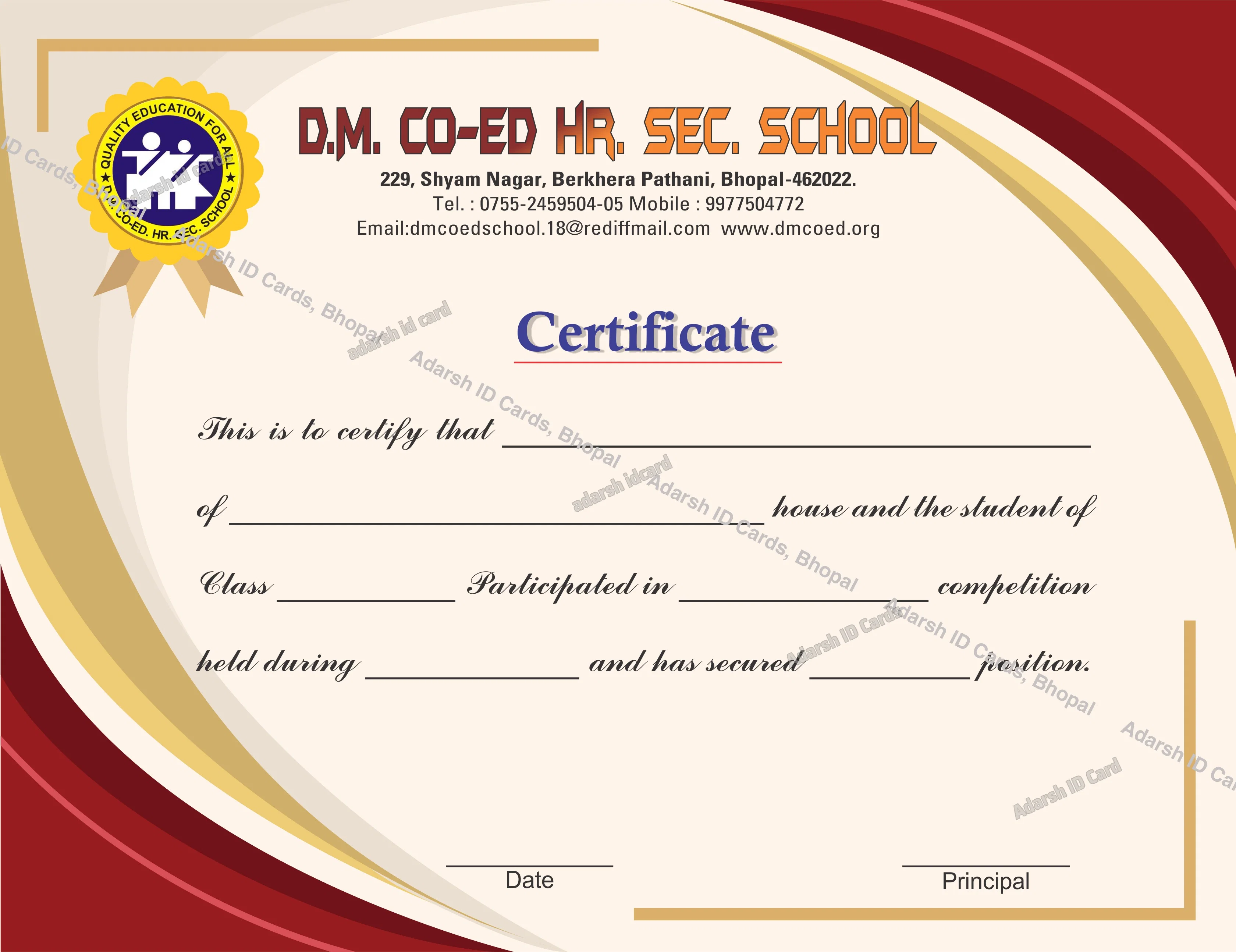 Certificates 6831B7 - Certificates Printing Services Bhopal Madhya Pradesh