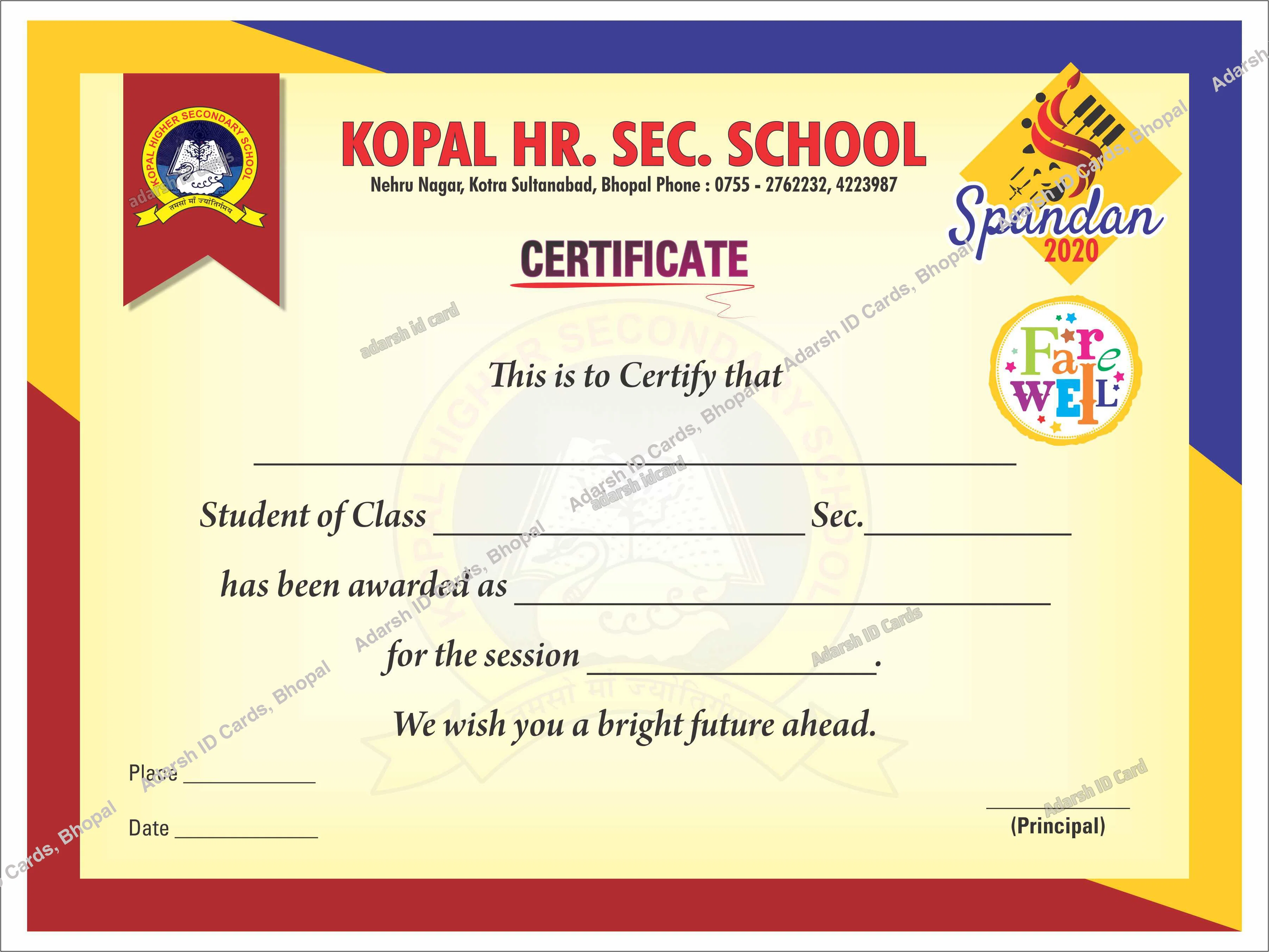 Certificates CFB4E9 - Certificates Printing Services Bhopal Madhya Pradesh
